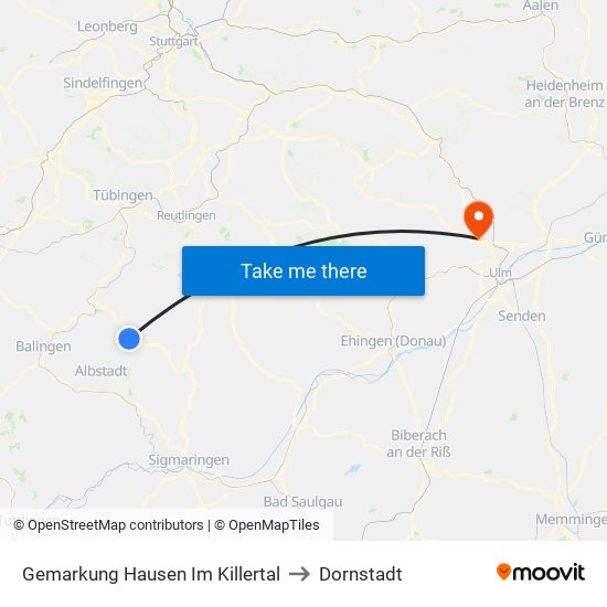 Gemarkung Hausen Im Killertal to Dornstadt map