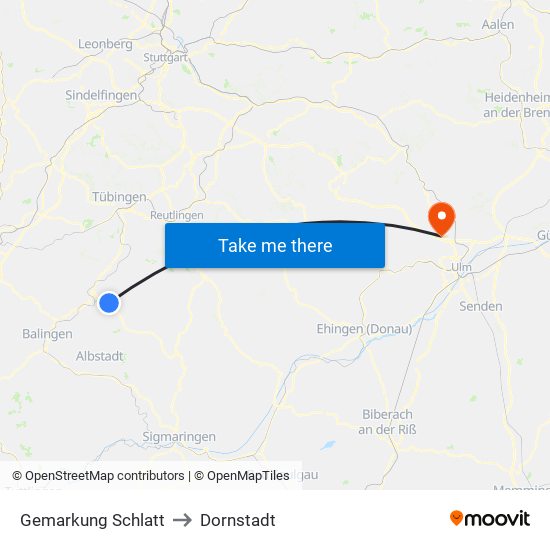 Gemarkung Schlatt to Dornstadt map