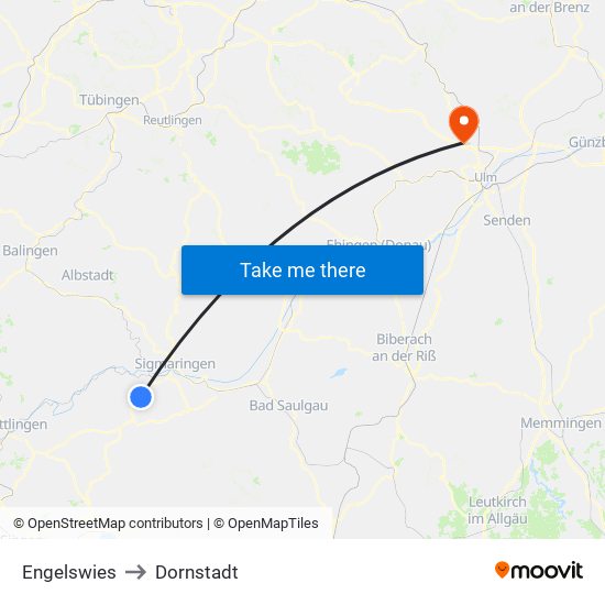 Engelswies to Dornstadt map