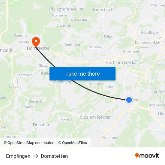 Empfingen to Dornstetten map