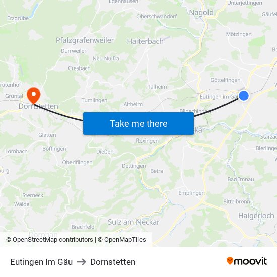 Eutingen Im Gäu to Dornstetten map