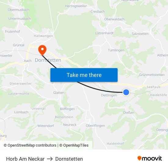 Horb Am Neckar to Dornstetten map
