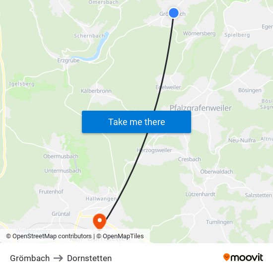 Grömbach to Dornstetten map