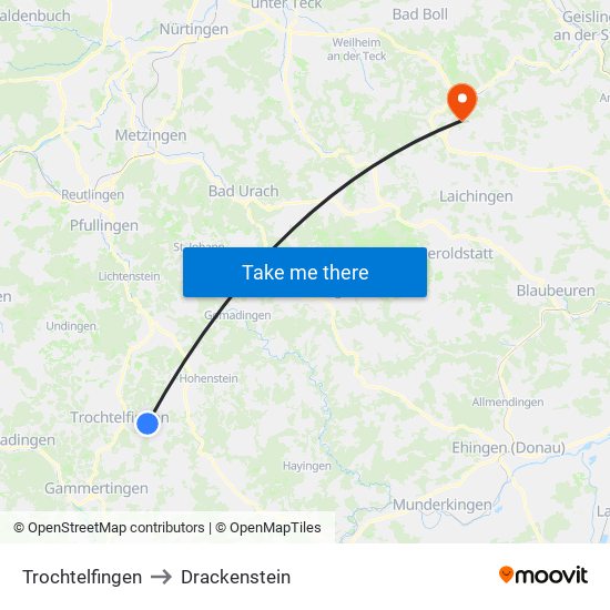 Trochtelfingen to Drackenstein map