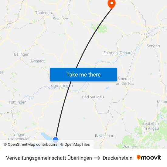 Verwaltungsgemeinschaft Überlingen to Drackenstein map