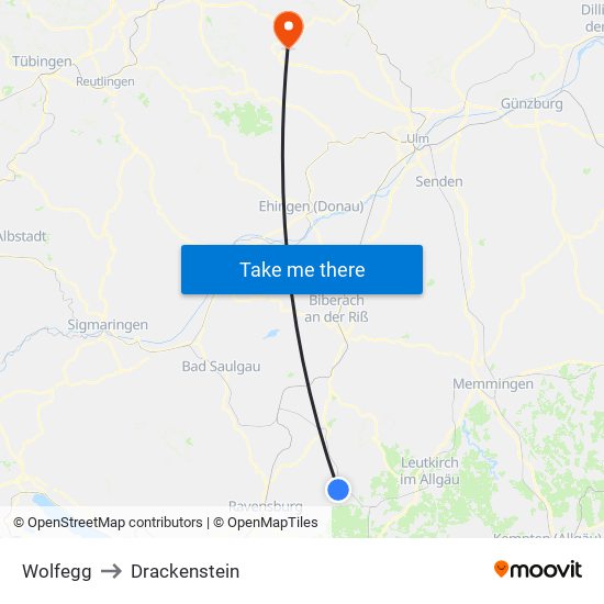 Wolfegg to Drackenstein map