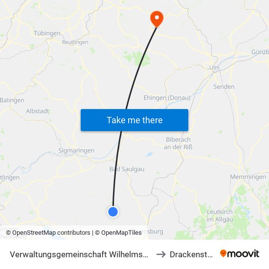 Verwaltungsgemeinschaft Wilhelmsdorf to Drackenstein map