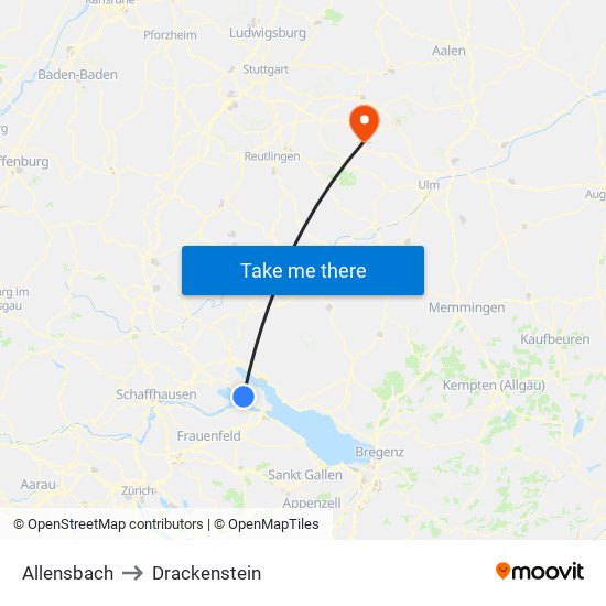 Allensbach to Drackenstein map