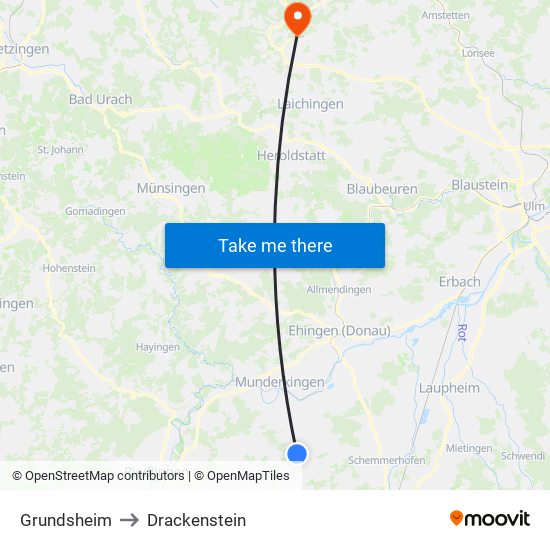 Grundsheim to Drackenstein map