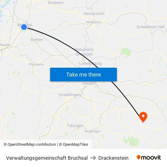 Verwaltungsgemeinschaft Bruchsal to Drackenstein map