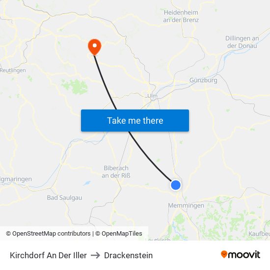 Kirchdorf An Der Iller to Drackenstein map