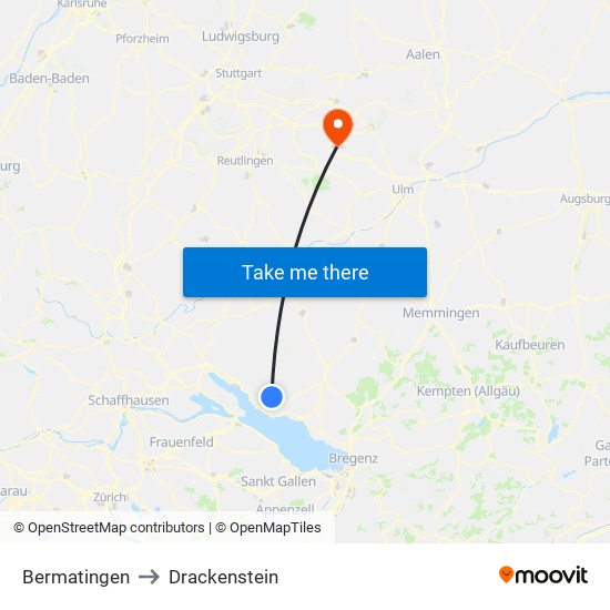 Bermatingen to Drackenstein map