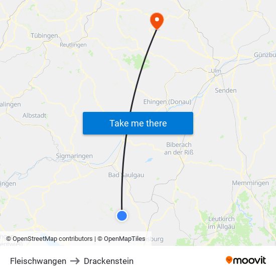 Fleischwangen to Drackenstein map