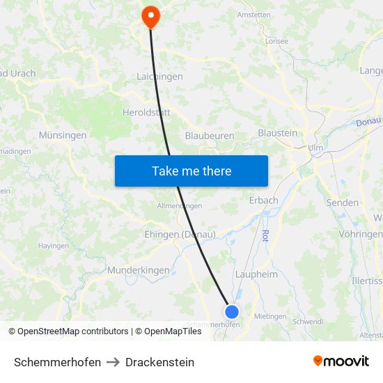 Schemmerhofen to Drackenstein map