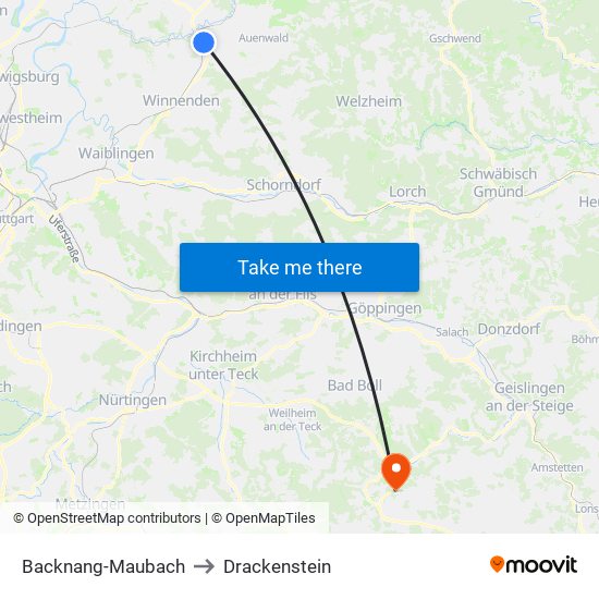 Backnang-Maubach to Drackenstein map