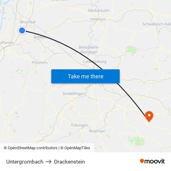 Untergrombach to Drackenstein map