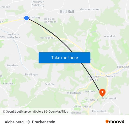 Aichelberg to Drackenstein map
