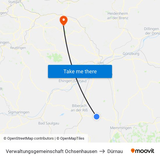 Verwaltungsgemeinschaft Ochsenhausen to Dürnau map