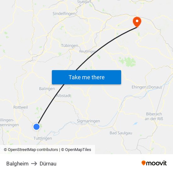 Balgheim to Dürnau map