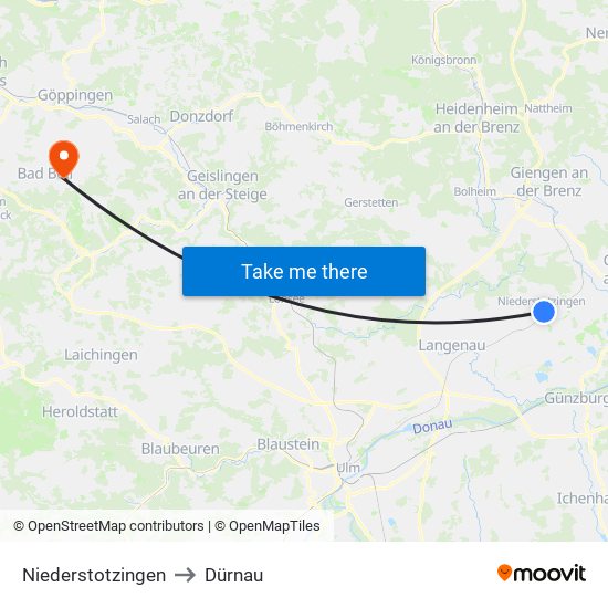 Niederstotzingen to Dürnau map