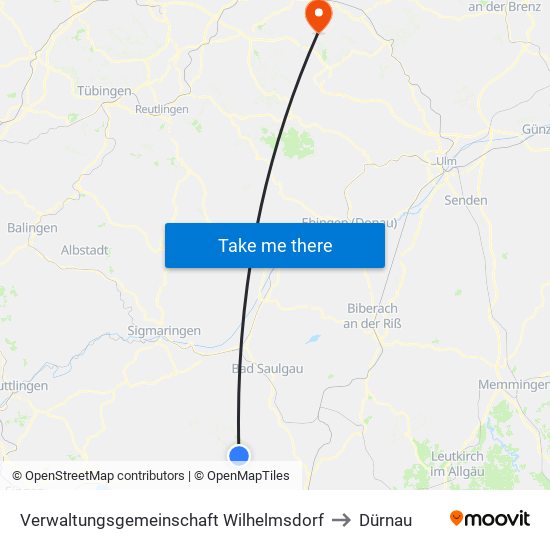 Verwaltungsgemeinschaft Wilhelmsdorf to Dürnau map