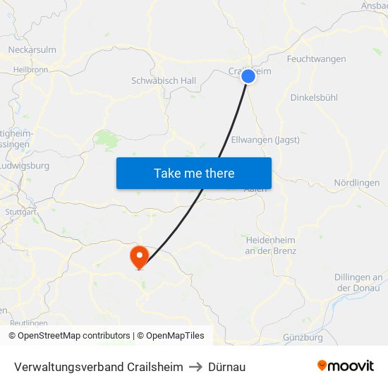 Verwaltungsverband Crailsheim to Dürnau map