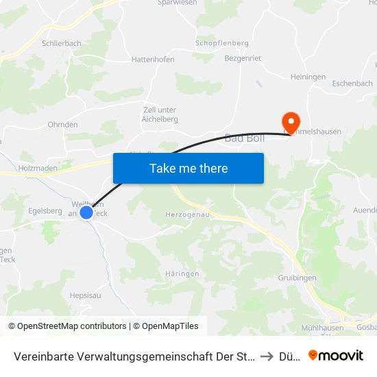 Vereinbarte Verwaltungsgemeinschaft Der Stadt Weilheim An Der Teck to Dürnau map