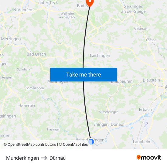 Munderkingen to Dürnau map