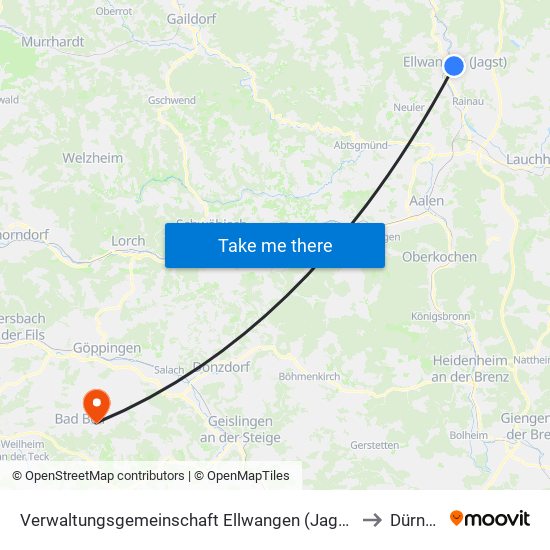 Verwaltungsgemeinschaft Ellwangen (Jagst) to Dürnau map