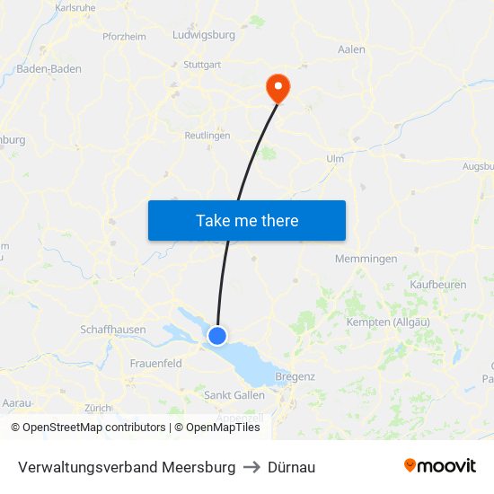 Verwaltungsverband Meersburg to Dürnau map