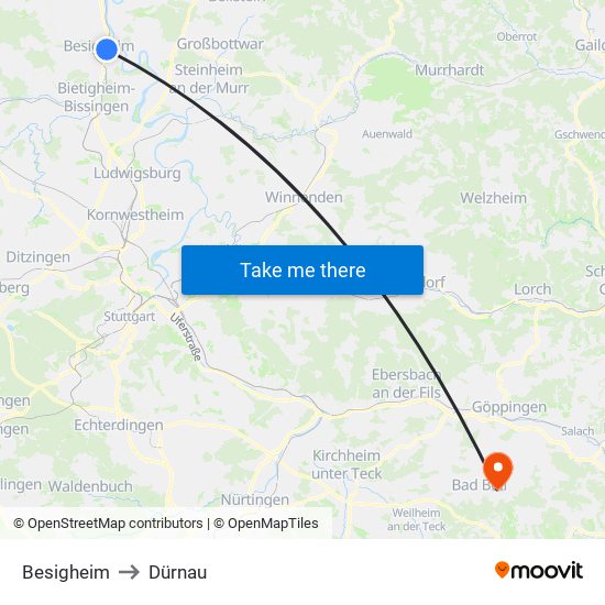 Besigheim to Dürnau map