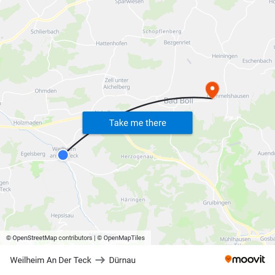 Weilheim An Der Teck to Dürnau map