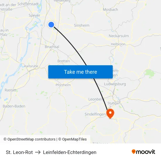 St. Leon-Rot to Leinfelden-Echterdingen map