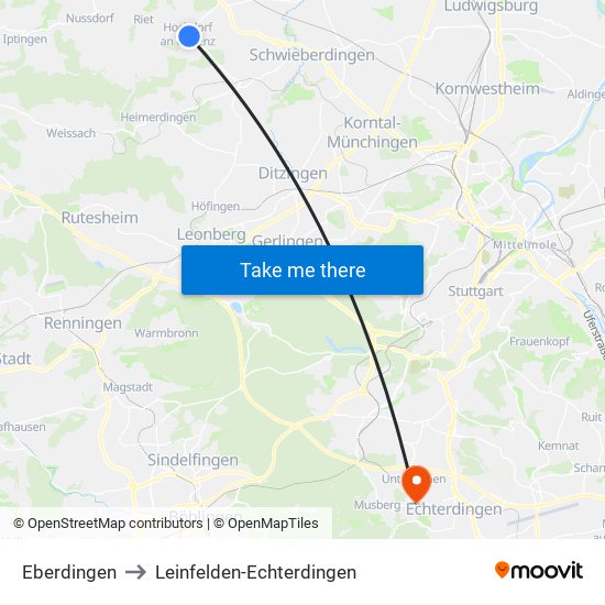 Eberdingen to Leinfelden-Echterdingen map