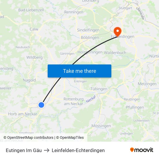 Eutingen Im Gäu to Leinfelden-Echterdingen map