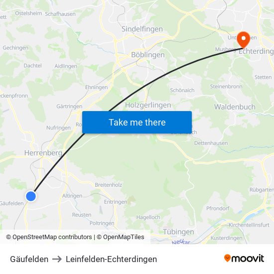 Gäufelden to Leinfelden-Echterdingen map