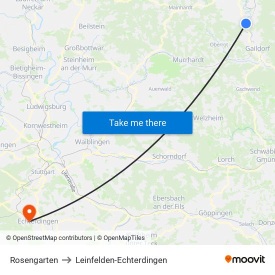 Rosengarten to Leinfelden-Echterdingen map