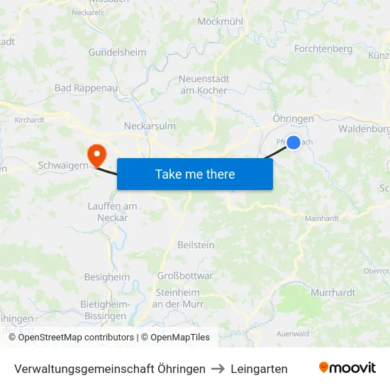 Verwaltungsgemeinschaft Öhringen to Leingarten map