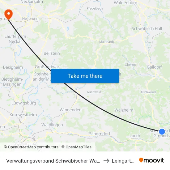 Verwaltungsverband Schwäbischer Wald to Leingarten map
