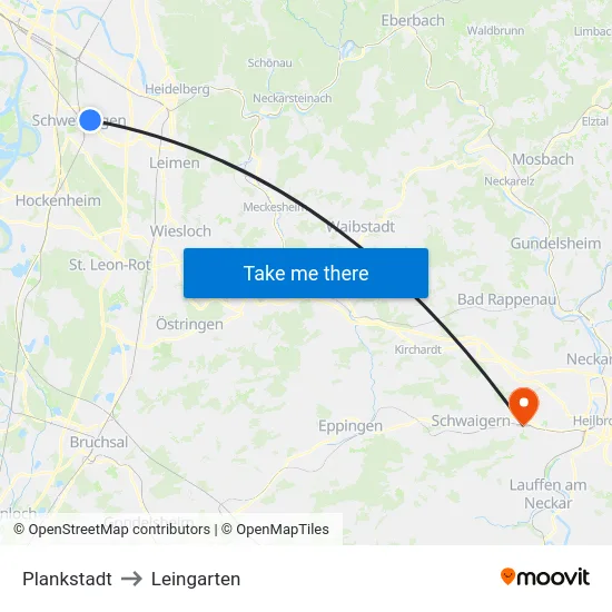 Plankstadt to Leingarten map