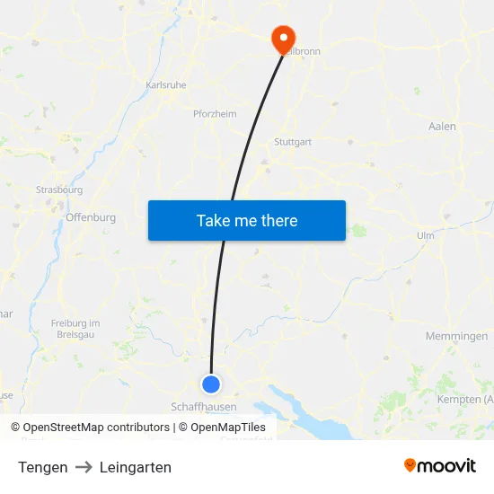 Tengen to Leingarten map