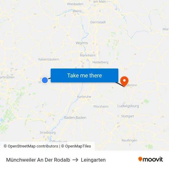 Münchweiler An Der Rodalb to Leingarten map