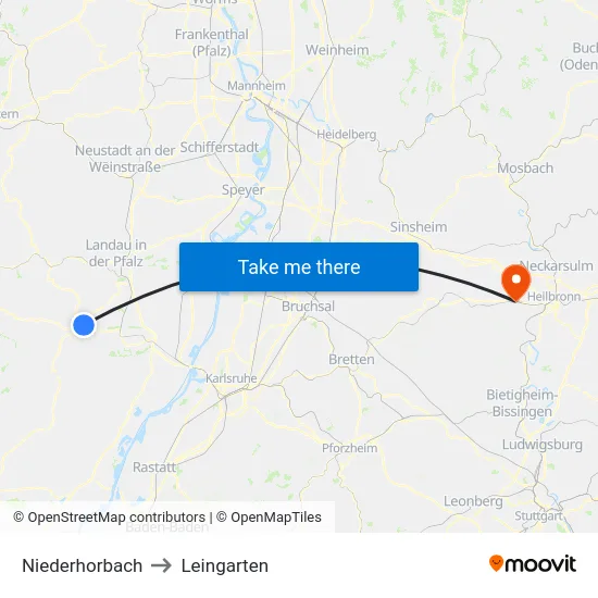 Niederhorbach to Leingarten map