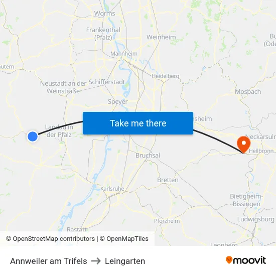 Annweiler am Trifels to Leingarten map