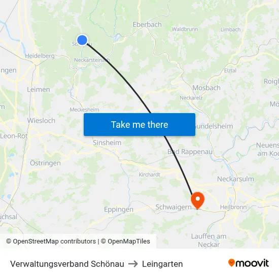 Verwaltungsverband Schönau to Leingarten map