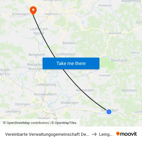 Vereinbarte Verwaltungsgemeinschaft Der Stadt Schorndorf to Leingarten map