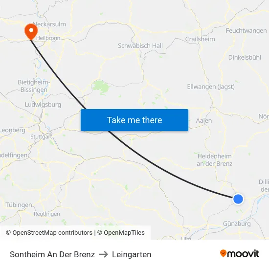 Sontheim An Der Brenz to Leingarten map