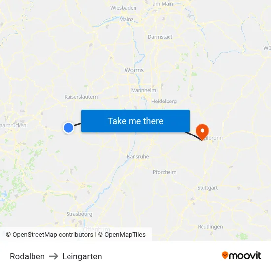 Rodalben to Leingarten map