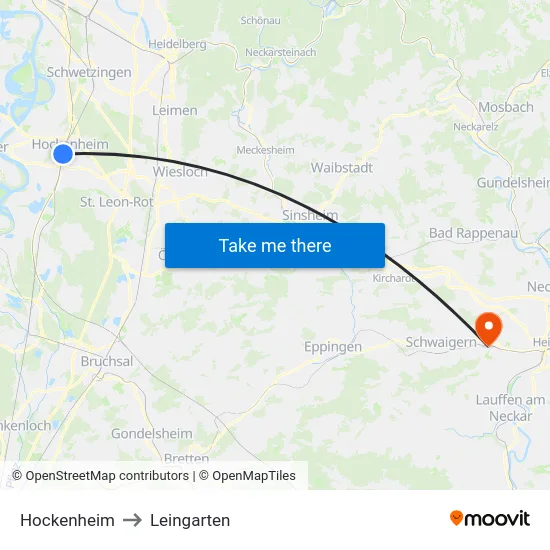 Hockenheim to Leingarten map