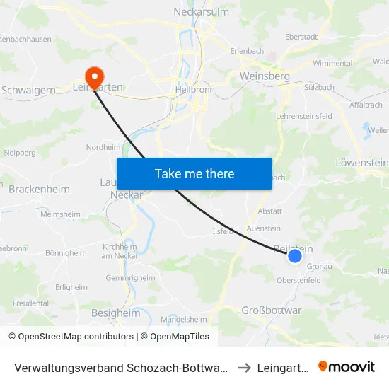 Verwaltungsverband Schozach-Bottwartal to Leingarten map